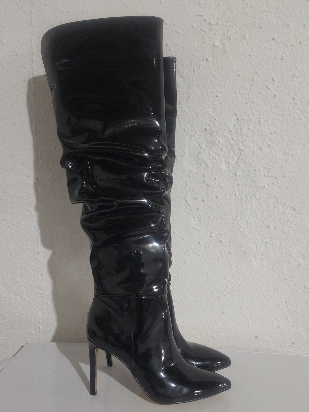 INC International Concepts Iyonna Women's Black Patent Knee-High Stiletto Boots